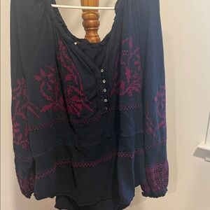 FP Movement by Free People Navy and Magenta Blouse
